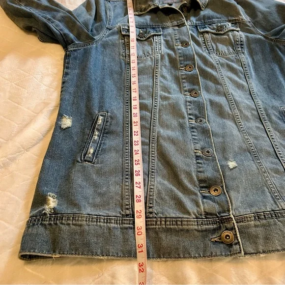 Torrid Classic Long Denim Jacket with Distressed Details Size 1X - Picture 10 of 10